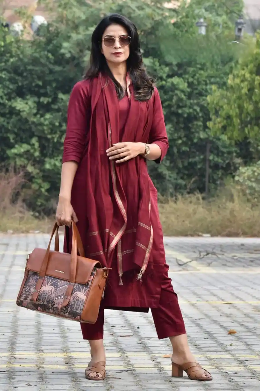 Premium Cotton Maroon Kurta Pant With Dupatta Set.png